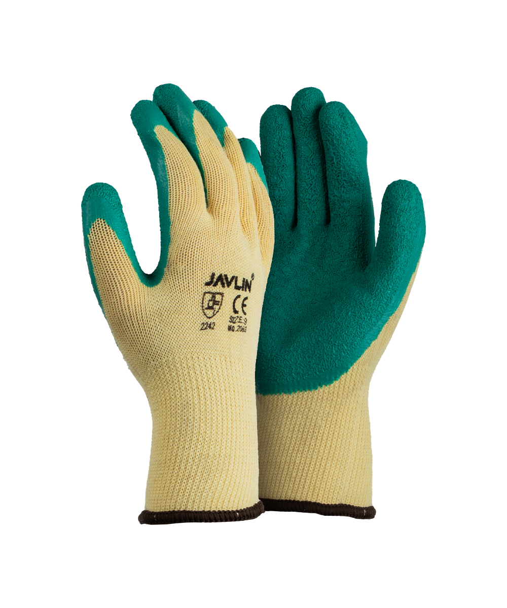 Green Crinkle Latex Coated Grippa Gloves