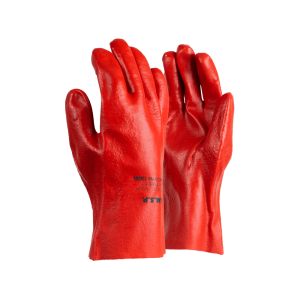 PVC Mediumweight Red/Brown Open Cuff Gloves – 27cm