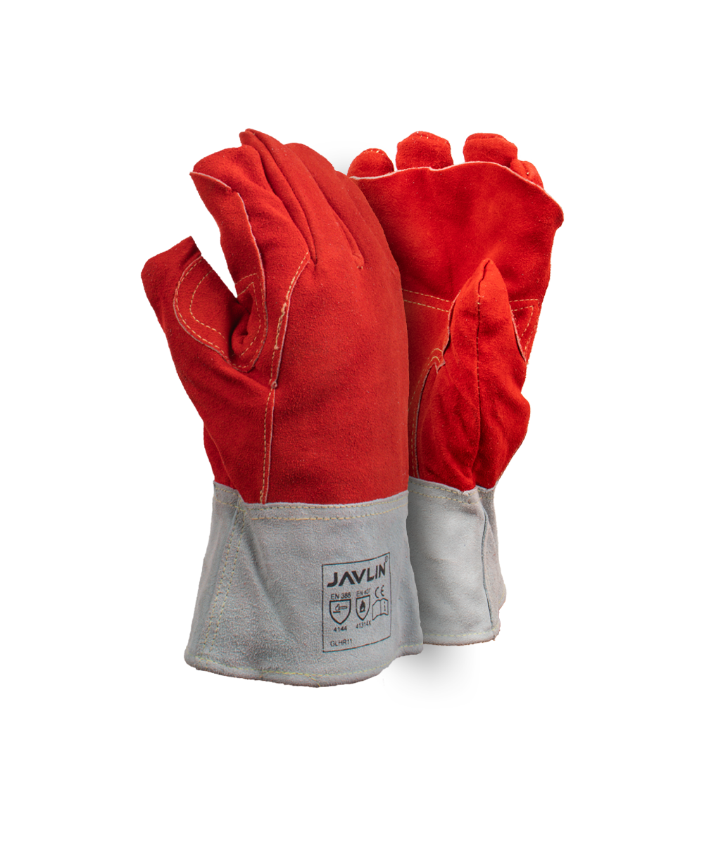 Premium Red Leather Heat Gloves – 10cm Cuff